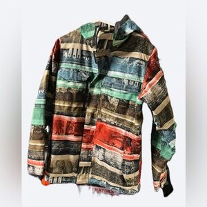 Burton The White Collection Snowboard Jacket Cityscape Print Coat Mens Large